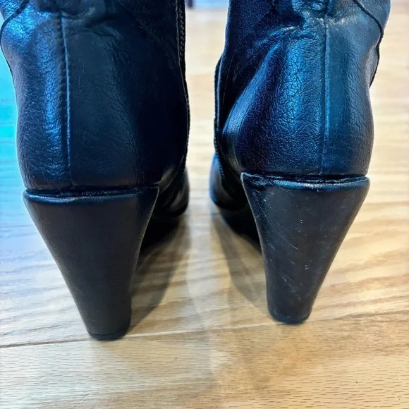 Kork-Ease Adrianne black leather high knee fold over wedge boots - size 8/39‌‌‌ - Picture 8 of 13